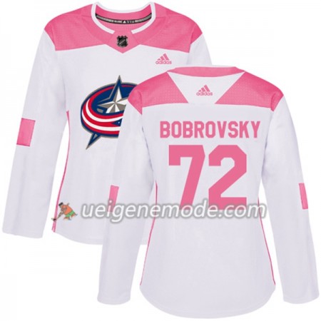 Dame Eishockey Columbus Blue Jackets Trikot Sergei Bobrovsky 72 Adidas 2017-2018 Weiß Pink Fashion Authentic